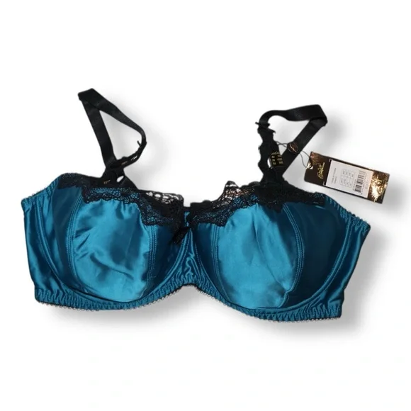 Dita Von Teese Starlift Full Figure Bra size 40DD teal with black lace - Picture 2 of 6
